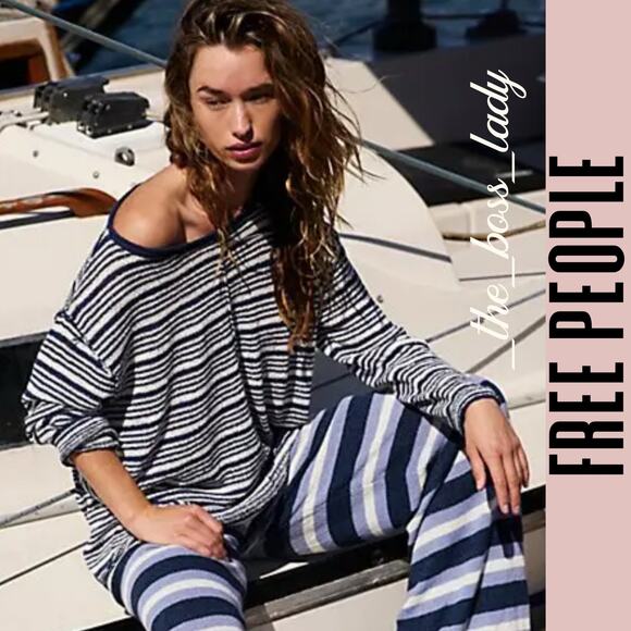 Free People sweater knit pullover striped medium - Picture 1 of 9